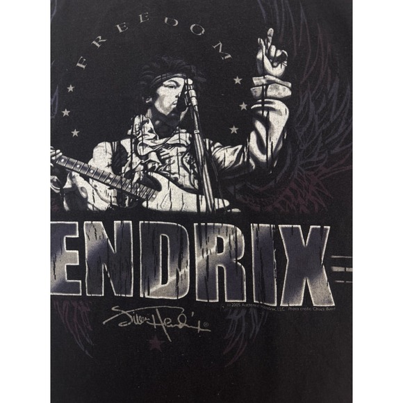 Vintage 2005 Jimi Hendrix Freedom Graphic Tee Alstyle AAA Tag Medium Black - Picture 3 of 6